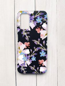 Матовий чохол на Xiaomi Redmi 9T Чорний :: Квітковий малюнок (принт 272)