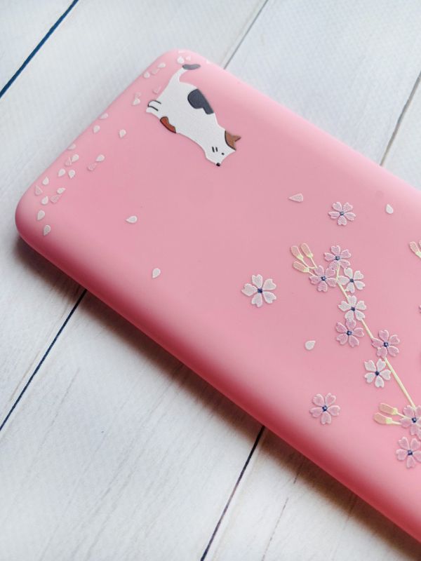 Матовий чохол на iPhone 15 Pro Рожевий :: Котик і сакура (принт 283)