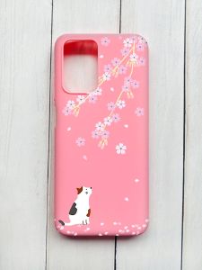 Матовий чохол на Xiaomi Redmi 10 Рожевий :: Котик і сакура (принт 283)