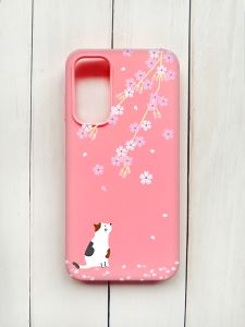 Матовий чохол на Samsung Galaxy A15 (A155) Рожевий :: Котик і сакура (принт 283)