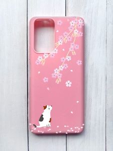Матовий чохол на Xiaomi Redmi Note 10 Pro/10 Pro Max Рожевий :: Котик і сакура (принт 283)