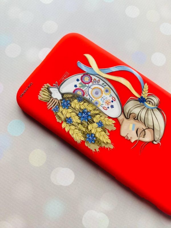 Матовий червоний чохол на Xiaomi Redmi Note 8T :: Українка з колосками (патріотичний принт 173)
