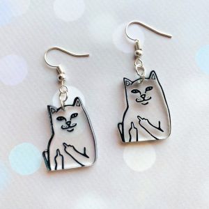 Сережки Кішечка пустунка (на глянцевому акрилі)