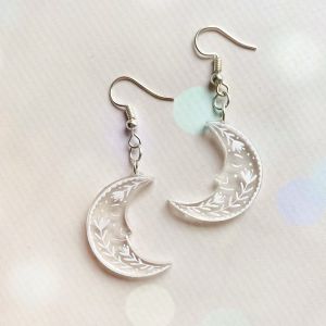 Сережки Місяць з візерунком (на глянцевому акрилі)