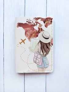 Шкіряна обкладинка на паспорт книжку :: Біла молочна (принт 001)