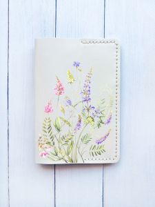 Шкіряна обкладинка на паспорт книжку :: Біла молочна (принт 382)