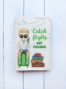 Шкіряна обкладинка на паспорт книжку :: Біла молочна (принт 002)