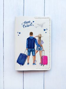 Шкіряна обкладинка на паспорт книжку :: Біла молочна (принт 004)