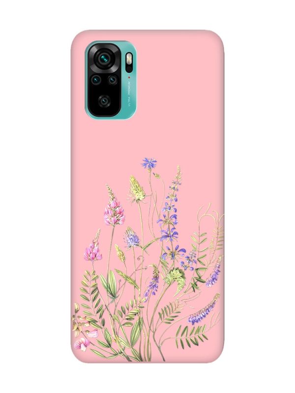 Матовий рожевий чохол на Xiaomi Redmi Note 10 / Note 10s :: Квіткова ідилія (принт 382)