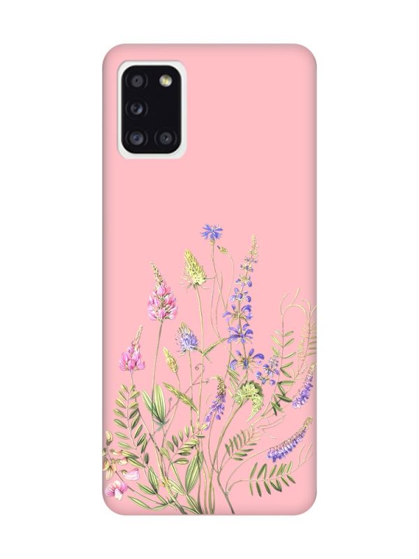 Матовий рожевий чохол на Samsung Galaxy A31 :: Квіткова ідилія (принт 382)