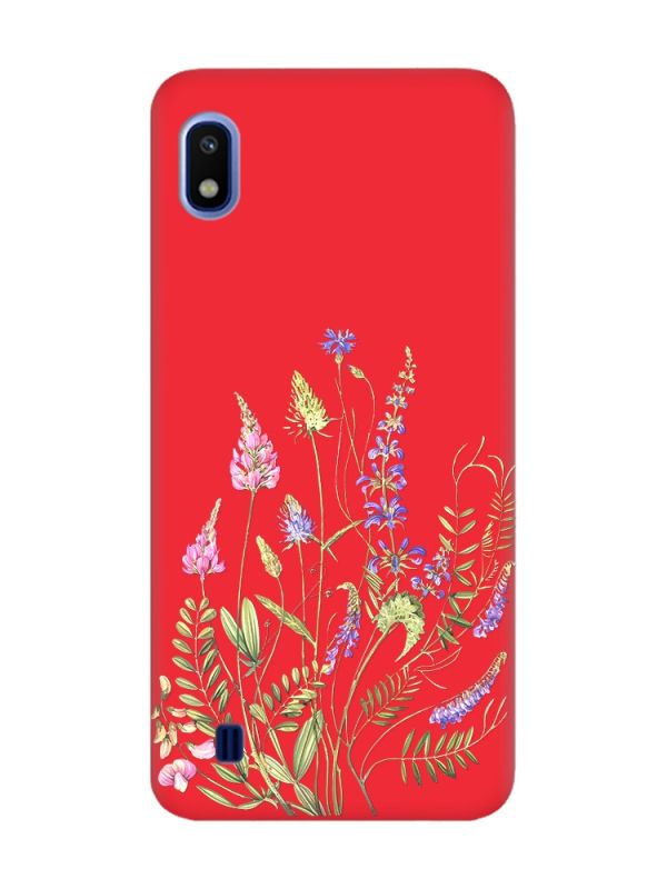 Матовий червоний чохол на Samsung Galaxy A10 (2019) A105 :: Квіткова ідилія (принт 382)
