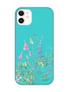 Матовий бірюзовий чохол на Apple iPhone 11 (6.1) :: Квіткова ідилія (принт 382)