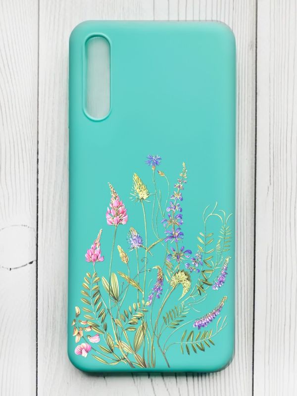 Матовий бірюзовий чохол на Samsung Galaxy A50 (2019) A505/A30s :: Квіткова ідилія (принт 382)