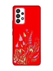 Матовий червоний чохол на Samsung Galaxy A53 4G/5G :: Квіткова ідилія (принт 382)