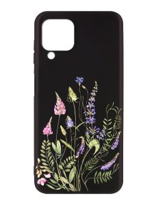 Матовий чорний чохол на Samsung Galaxy A12 :: Квіткова ідилія (принт 382)