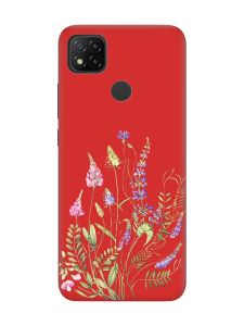 Матовий червоний чохол на Xiaomi Redmi 9C/10A :: Квіткова ідилія (принт 382)