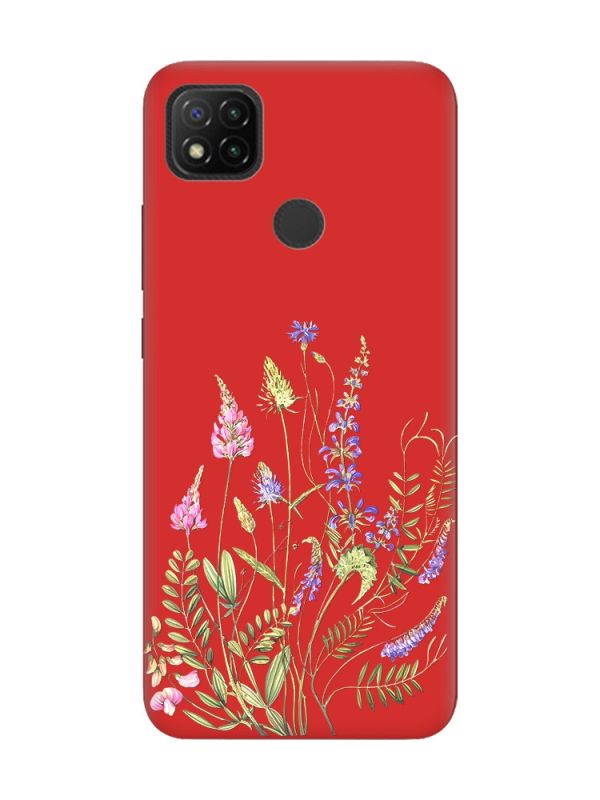 Матовий червоний чохол на Xiaomi Redmi 9C/10A :: Квіткова ідилія (принт 382)