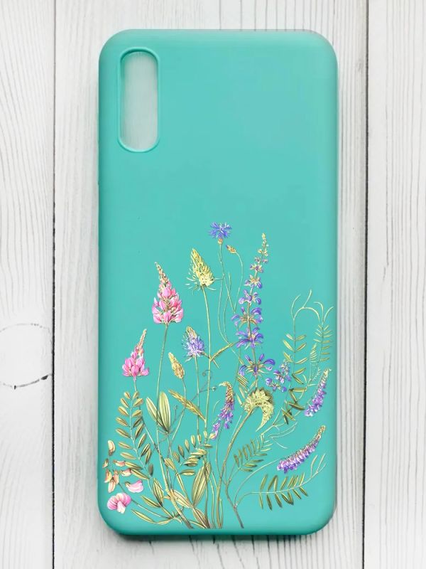 Матовий бірюзовий чохол на Xiaomi Redmi 9А :: Квіткова ідилія (принт 382)