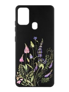Матовий чорний чохол на Samsung Galaxy M30s/M21 :: Квіткова ідилія (принт 382)