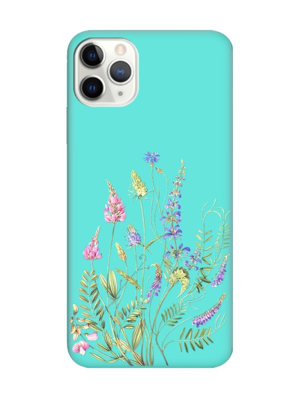 Матовий бірюзовий чохол на iPhone 11 Pro Max (6.5) :: Квіткова ідилія (принт 382)