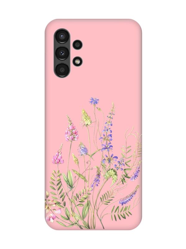 Матовий рожевий чохол на Samsung A13 4G :: Квіткова ідилія (принт 382)