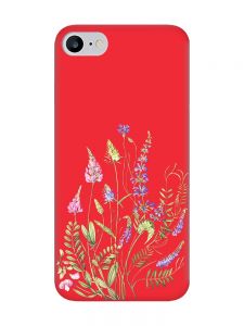 Матовий червоний чохол на iPhone 7/ iPhone 8 :: Квіткова ідилія (принт 382)