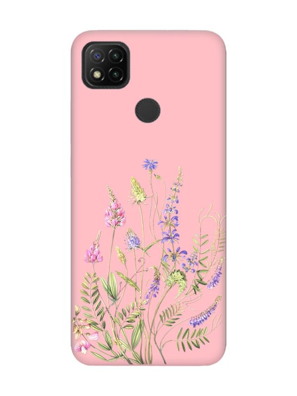 Матовий рожевий чохол на Xiaomi Redmi 9C/10A :: Квіткова ідилія (принт 382)
