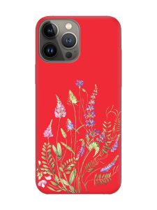 Матовий червоний чохол на Apple iPhone 13 Pro :: Квіткова ідилія (принт 382)