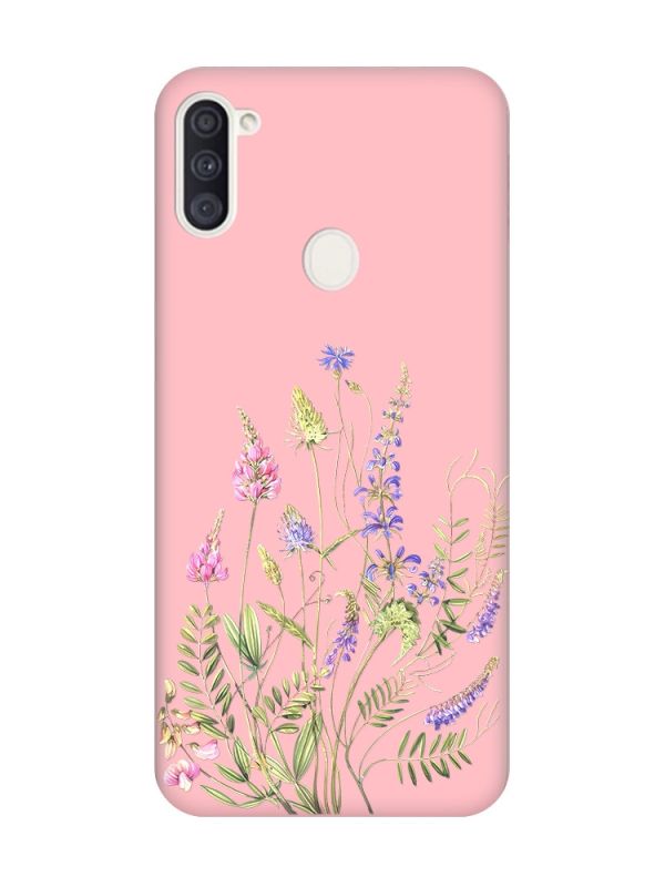 Матовий рожевий чохол на Samsung Galaxy A11 :: Квіткова ідилія (принт 382)