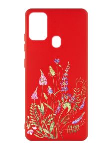 Матовий червоний чохол на Samsung Galaxy M30s/M21 :: Квіткова ідилія (принт 382)