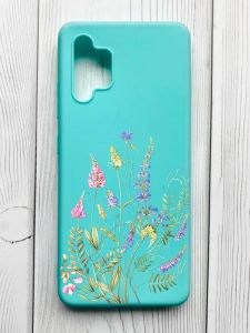 Матовий бірюзовий чохол на Samsung Galaxy A32 :: Квіткова ідилія (принт 382)
