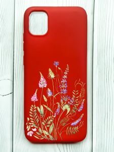 Матовий червоний чохол на Samsung Galaxy A04E/A042 :: Квіткова ідилія (принт 382)