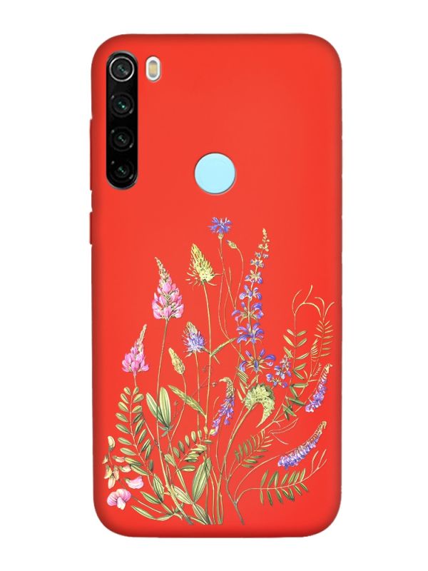 Матовий червоний чохол на Xiaomi Redmi Note 8T :: Квіткова ідилія (принт 382)