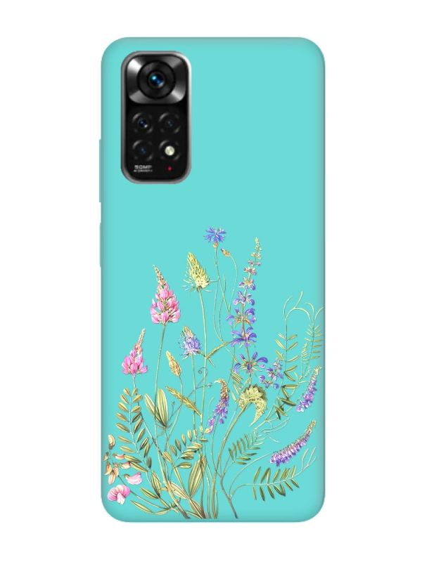 Матовий бірюзовий чохол на Xiaomi Redmi Note 11 :: Квіткова ідилія (принт 382)