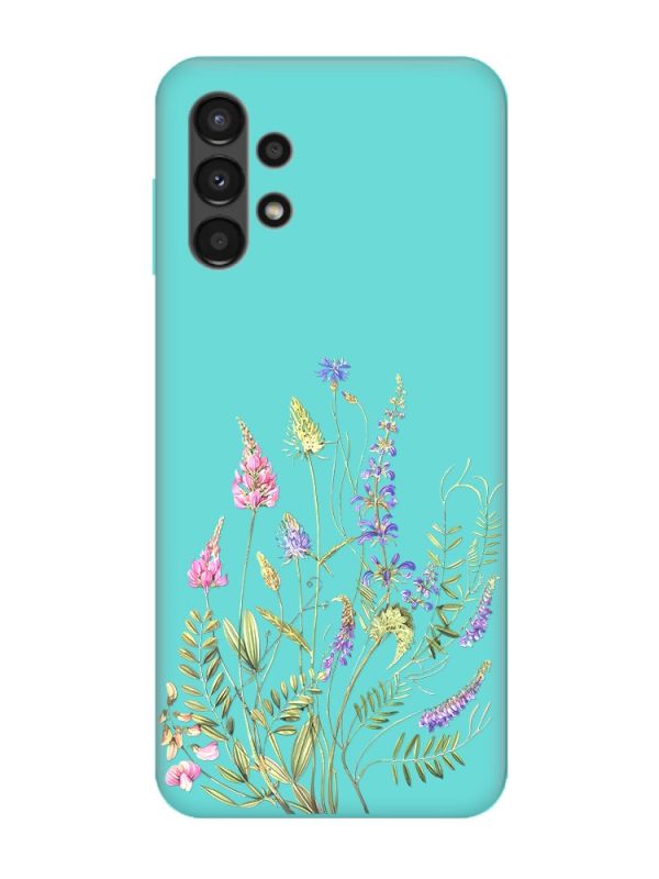 Матовий бірюзовий чохол на Samsung Galaxy A13 4G :: Квіткова ідилія (принт 382)