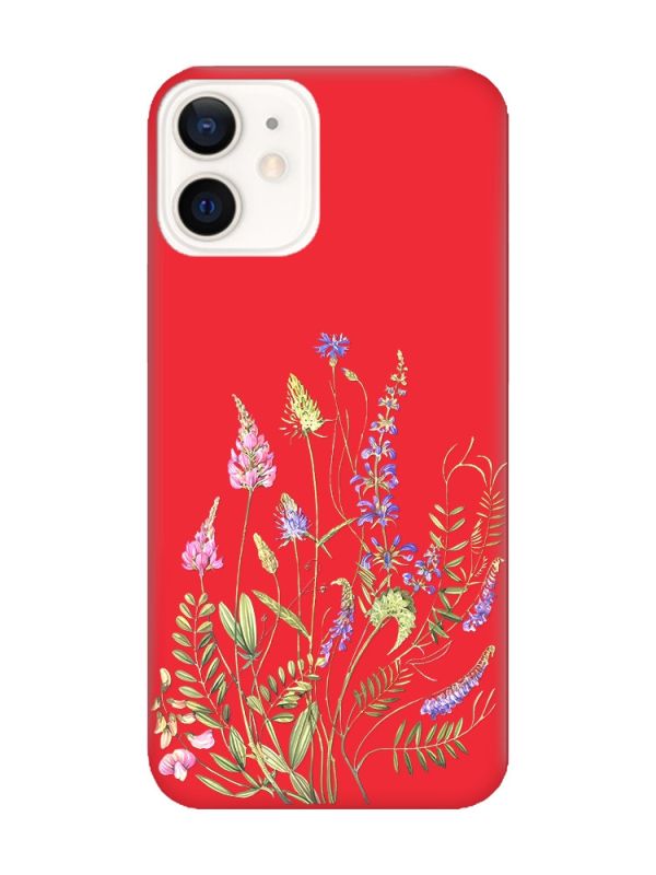 Матовий червоний чохол на Apple iPhone 12 / 12 Pro (6.1) :: Квіткова ідилія (принт 382)