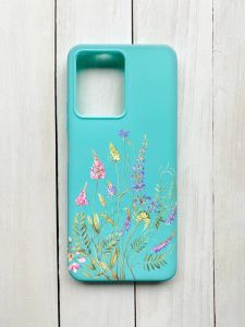 Матовий чохол на Xiaomi Redmi Note 12 Бірюзовий :: Квіткова ідилія (принт 382)