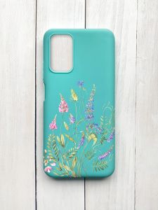 Матовий чохол на Xiaomi Redmi 9T Бірюзовий :: Квіткова ідилія (принт 382)