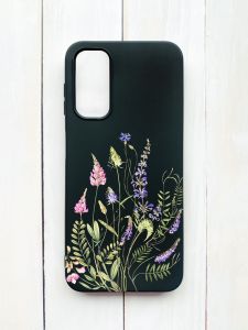 Матовий чохол на Samsung Galaxy A14 5G Чорний :: Квіткова ідилія (принт 382)