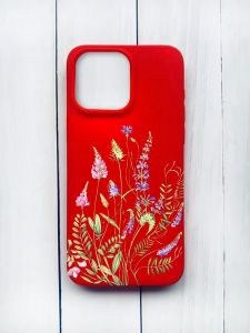 Матовий чохол на iPhone 15 Pro Max Червоний :: Квіткова ідилія (принт 382)