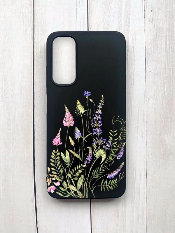 Матовий чохол на Samsung Galaxy A05s (A057) Чорний :: Квіткова ідилія (принт 382)