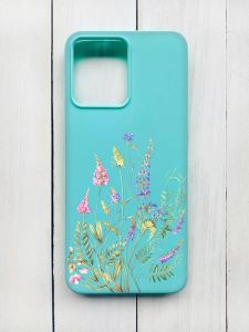Матовий чохол на Xiaomi Redmi 12 Бірюзовий :: Квіткова ідилія (принт 382)