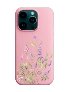 Матовий рожевий чохол на Apple iPhone 14 Pro :: Квіткова ідилія (принт 382)