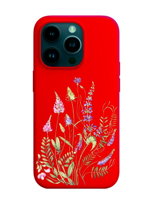 Матовий червоний чохол на Apple iPhone 14 Pro :: Квіткова ідилія (принт 382)