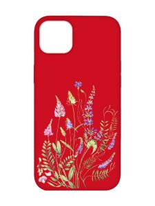 Матовий червоний чохол на iPhone 14 Plus :: Квіткова ідилія (принт 382)