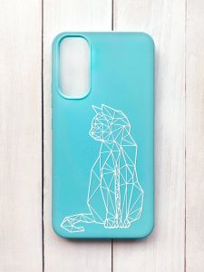 Матовий чохол на Samsung A34 5G Бірюзовий :: Котик (принт 125)