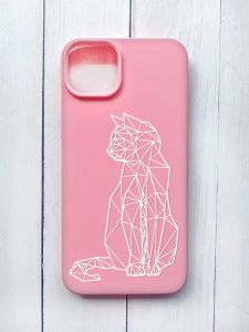 Матовий чохол на iPhone 15 Plus Рожевий :: Котик (принт 125)