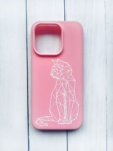 Матовий чохол на iPhone 15 Pro Рожевий :: Котик (принт 125)