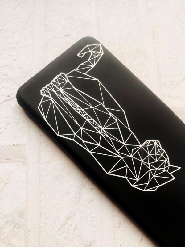 Матовий чохол на iPhone 15 Чорний :: Котик (принт 125)