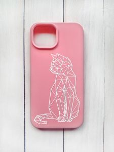 Матовий чохол на iPhone 15 Рожевий :: Котик (принт 125)